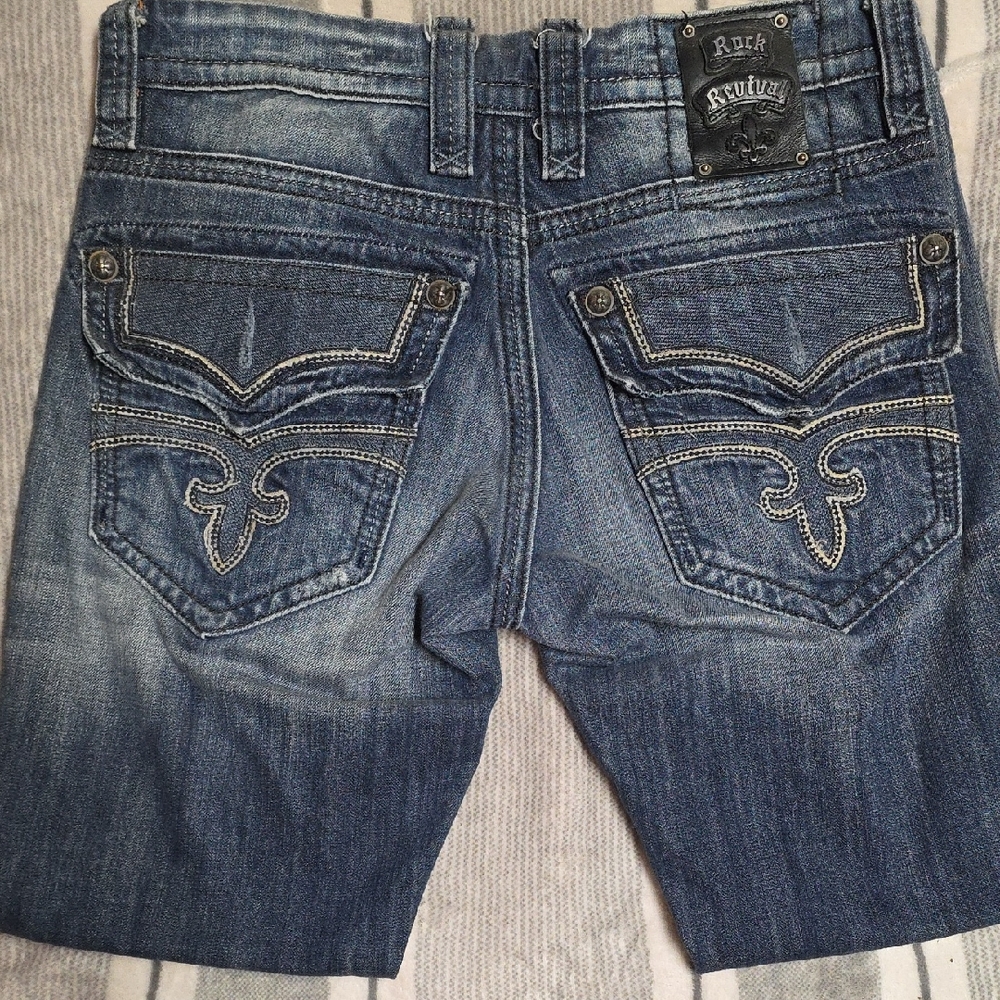Rock Revival Blue Denim with Black Leather Patch